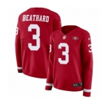 Women's Nike San Francisco 49ers #3 C. J. Beathard Limited Red Therma Long Sleeve NFL Jersey