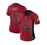 Women's Nike San Francisco 49ers #42 Ronnie Lott Limited Red Rush Drift Fashion NFL Jersey