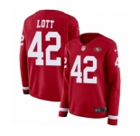 Women's Nike San Francisco 49ers #42 Ronnie Lott Limited Red Therma Long Sleeve NFL Jersey