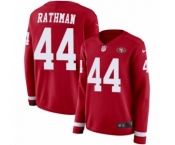 Women's Nike San Francisco 49ers #44 Tom Rathman Limited Red Therma Long Sleeve NFL Jersey