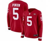 Women's Nike San Francisco 49ers #5 Bradley Pinion Limited Red Therma Long Sleeve NFL Jersey