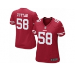 Women's Nike San Francisco 49ers #58 Jeremy Zuttah Limited Red Team Color NFL Jersey