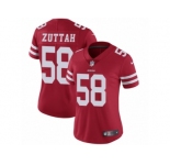 Women's Nike San Francisco 49ers #58 Jeremy Zuttah Vapor Untouchable Limited Red Team Color NFL Jersey