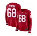 Women's Nike San Francisco 49ers #68 Mike Person Limited Red Therma Long Sleeve NFL Jersey