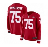 Women's Nike San Francisco 49ers #75 Laken Tomlinson Limited Red Therma Long Sleeve NFL Jersey