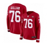 Women's Nike San Francisco 49ers #76 Garry Gilliam Limited Red Therma Long Sleeve NFL Jersey