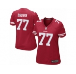 Women's Nike San Francisco 49ers #77 Trent Brown Limited Red Team Color NFL Jersey
