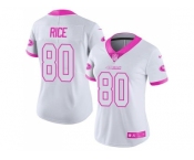 Women's Nike San Francisco 49ers #80 Jerry Rice White Pink Stitched NFL Limited Rush Fashion Jersey