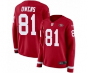 Women's Nike San Francisco 49ers #81 Terrell Owens Limited Red Therma Long Sleeve NFL Jersey