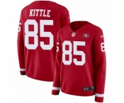 Women's Nike San Francisco 49ers #85 George Kittle Limited Red Therma Long Sleeve NFL Jersey