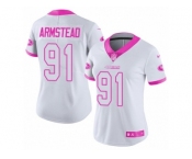 Women's Nike San Francisco 49ers #91 Arik Armstead Limited White Pink Rush Fashion NFL Jersey