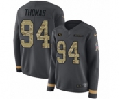 Women's Nike San Francisco 49ers #94 Solomon Thomas Limited Black Salute to Service Therma Long Sleeve NFL Jersey