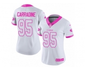 Women's Nike San Francisco 49ers #95 Cornellius Carradine Limited White Pink Rush Fashion NFL Jersey