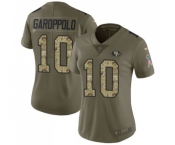 Women's San Francisco 49ers #10 Jimmy Garoppolo Limited Olive Camo 2017 Salute to Service Football Jersey