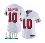 Women's San Francisco 49ers #10 Jimmy Garoppolo Limited White Rush Vapor Untouchable Super Bowl LIV Bound Football Jersey