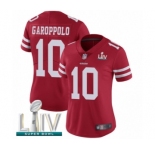 Women's San Francisco 49ers #10 Jimmy Garoppolo Red Team Color Vapor Untouchable Limited Player Super Bowl LIV Bound Football Jersey