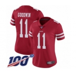Women's San Francisco 49ers #11 Marquise Goodwin Red Team Color Vapor Untouchable Limited Player 100th Season Football Jersey