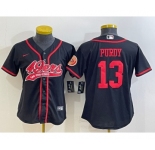 Women's San Francisco 49ers #13 Brock Purdy Black With Patch Cool Base Stitched Baseball Jersey