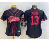 Women's San Francisco 49ers #13 Brock Purdy Black With Patch Cool Base Stitched Baseball Jersey