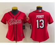 Women's San Francisco 49ers #13 Brock Purdy Red Color Rush With Patch Cool Base Stitched Baseball Jersey