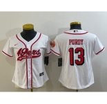 Women's San Francisco 49ers #13 Brock Purdy White Color Rush With Patch Cool Base Stitched Baseball Jersey