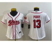 Women's San Francisco 49ers #13 Brock Purdy White Color Rush With Patch Cool Base Stitched Baseball Jersey