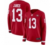 Women's San Francisco 49ers #13 Richie James Limited Red Therma Long Sleeve Football Jersey