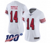 Women's San Francisco 49ers #14 Y.A. Tittle Limited White Rush Vapor Untouchable 100th Season Football Jersey