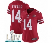 Women's San Francisco 49ers #14 Y.A. Tittle Red Team Color Vapor Untouchable Limited Player Super Bowl LIV Bound Football Jersey