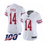 Women's San Francisco 49ers #14 Y.A. Tittle White Vapor Untouchable Limited Player 100th Season Football Jersey