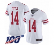 Women's San Francisco 49ers #14 Y.A. Tittle White Vapor Untouchable Limited Player 100th Season Football Jersey
