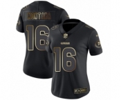Women's San Francisco 49ers #16 Joe Montana Black Gold Vapor Untouchable Limited Football Jersey