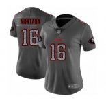 Women's San Francisco 49ers #16 Joe Montana Limited Gray Static Fashion Football Jersey