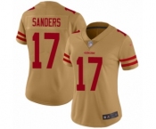 Women's San Francisco 49ers #17 Emmanuel Sanders Limited Gold Inverted Legend Football Jersey