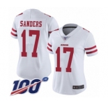 Women's San Francisco 49ers #17 Emmanuel Sanders White Vapor Untouchable Limited Player 100th Season Football Jersey