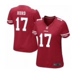 Women's San Francisco 49ers #17 Jalen Hurd Game Red Team Color Football Jersey