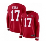 Women's San Francisco 49ers #17 Jalen Hurd Limited Red Therma Long Sleeve Football Jersey