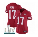 Women's San Francisco 49ers #17 Jalen Hurd Red Team Color Vapor Untouchable Limited Player Super Bowl LIV Bound Football Jersey