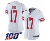 Women's San Francisco 49ers #17 Jalen Hurd White Vapor Untouchable Limited Player 100th Season Football Jersey