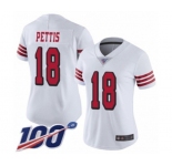 Women's San Francisco 49ers #18 Dante Pettis Limited White Rush Vapor Untouchable 100th Season Football Jersey
