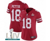 Women's San Francisco 49ers #18 Dante Pettis Red Team Color Vapor Untouchable Limited Player Super Bowl LIV Bound Football Jersey