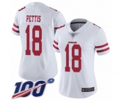 Women's San Francisco 49ers #18 Dante Pettis White Vapor Untouchable Limited Player 100th Season Football Jersey