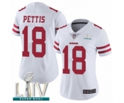 Women's San Francisco 49ers #18 Dante Pettis White Vapor Untouchable Limited Player Super Bowl LIV Bound Football Jersey