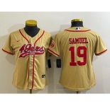 Women's San Francisco 49ers #19 Deebo Samuel Gold With Patch Cool Base Stitched Baseball Jersey