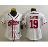 Women's San Francisco 49ers #19 Deebo Samuel White With Patch Cool Base Stitched Baseball Jersey