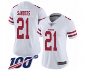 Women's San Francisco 49ers #21 Deion Sanders White Vapor Untouchable Limited Player 100th Season Football Jersey