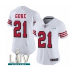 Women's San Francisco 49ers #21 Frank Gore Limited White Rush Vapor Untouchable Super Bowl LIV Bound Football Jersey