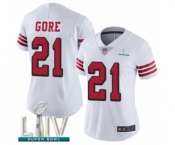 Women's San Francisco 49ers #21 Frank Gore Limited White Rush Vapor Untouchable Super Bowl LIV Bound Football Jersey