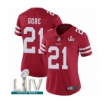 Women's San Francisco 49ers #21 Frank Gore Red Team Color Vapor Untouchable Limited Player Super Bowl LIV Bound Football Jersey
