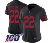 Women's San Francisco 49ers #22 Matt Breida Black Vapor Untouchable Limited Player 100th Season Football Jersey